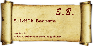 Sulák Barbara névjegykártya
